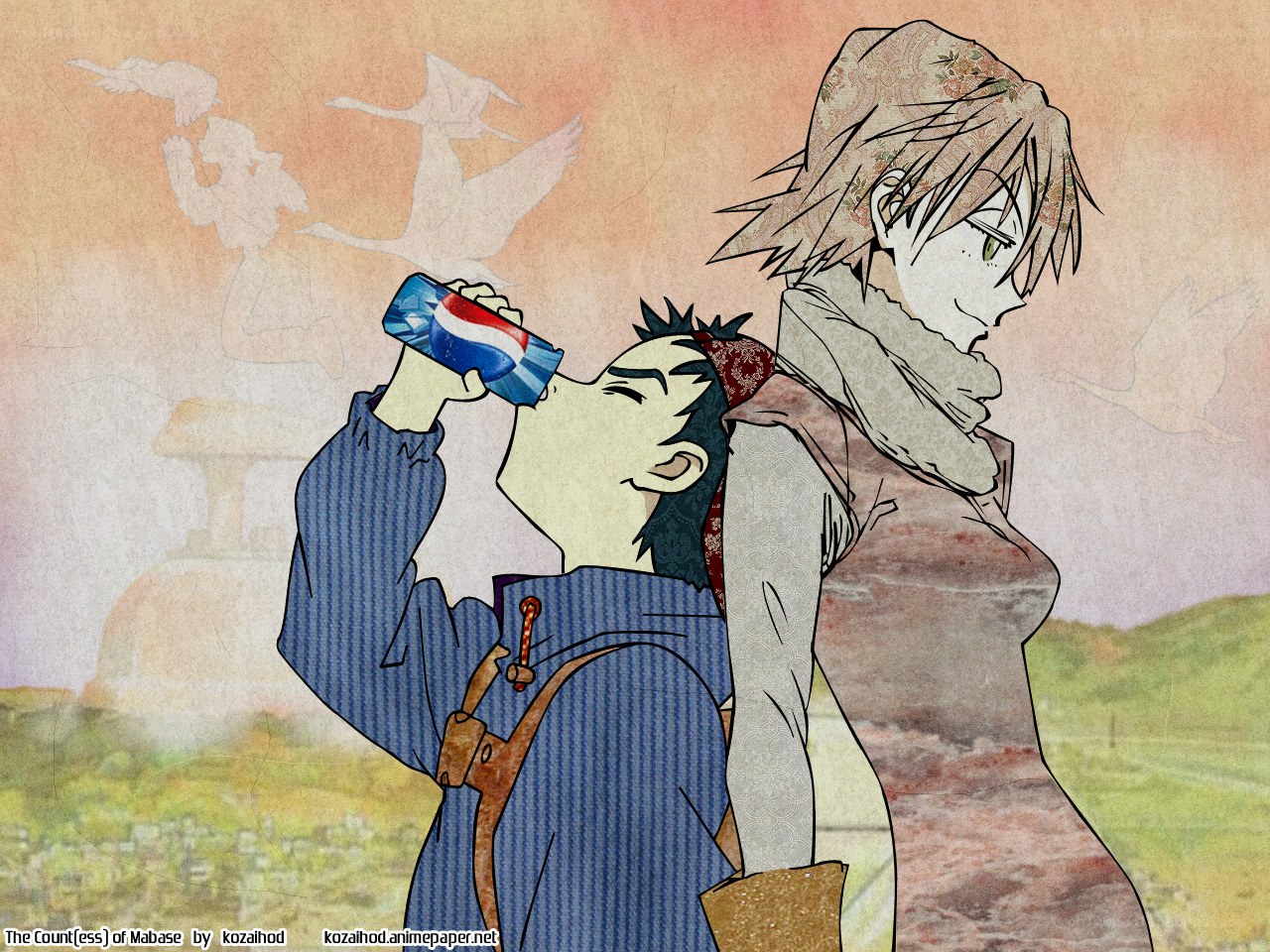 Mabase characters drinking soda