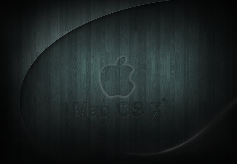 Mac OS X logo on wood