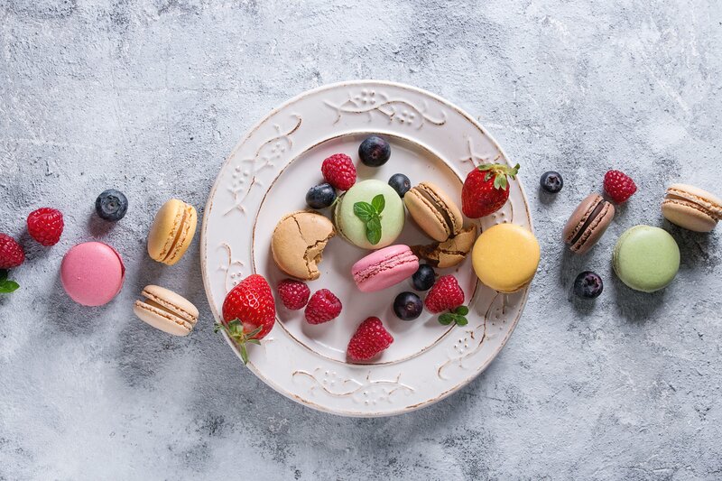 Macarons and Berries — White