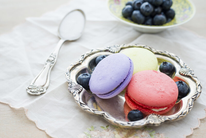 Macarons and Blueberries