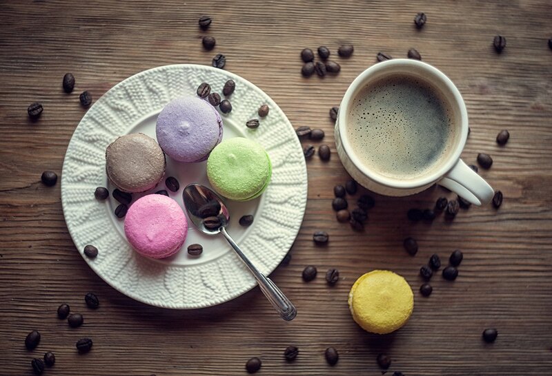 Macarons and Coffee — Brown, Calm, Morning