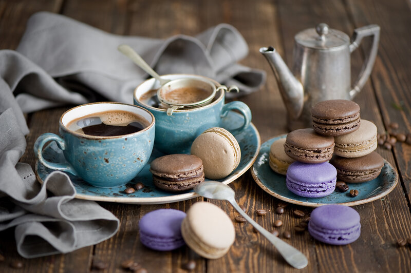 Macarons and Coffee Cups