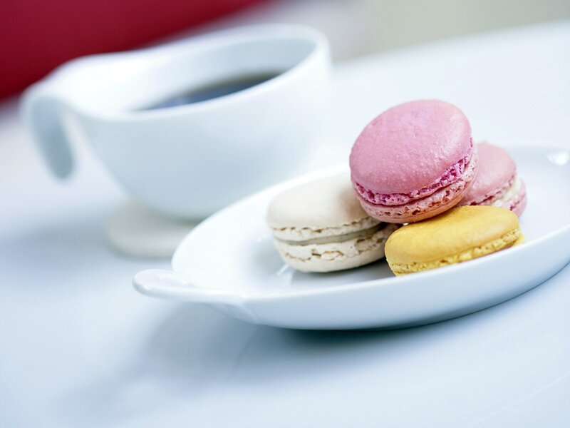 macarons and coffee on a plate