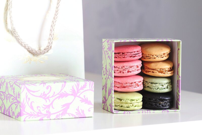Macarons in decorative box