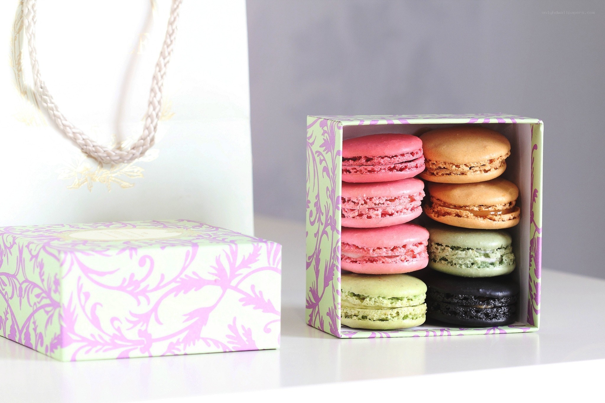 Macarons in decorative box