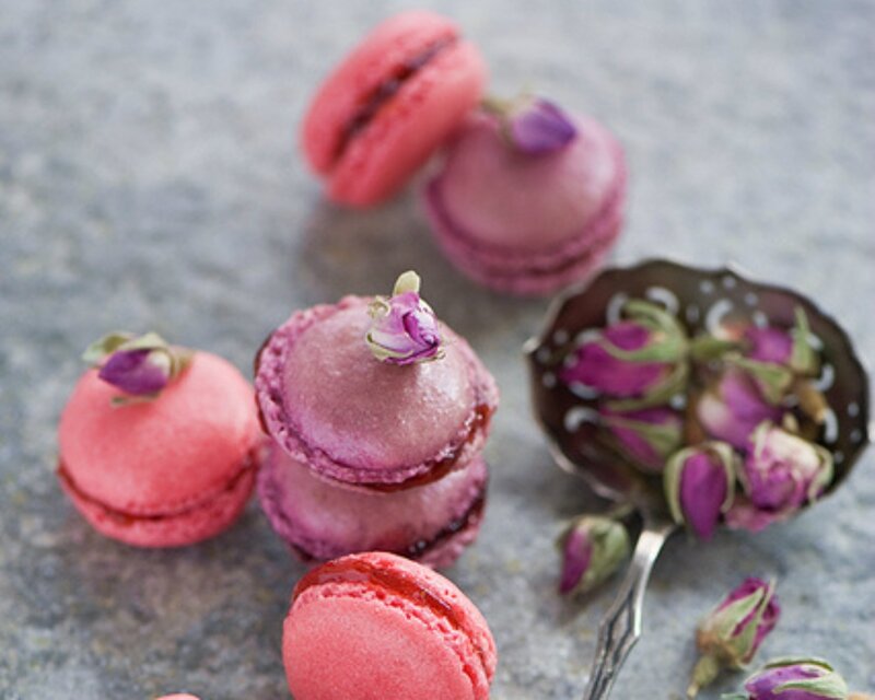 Macarons with Rose Buds