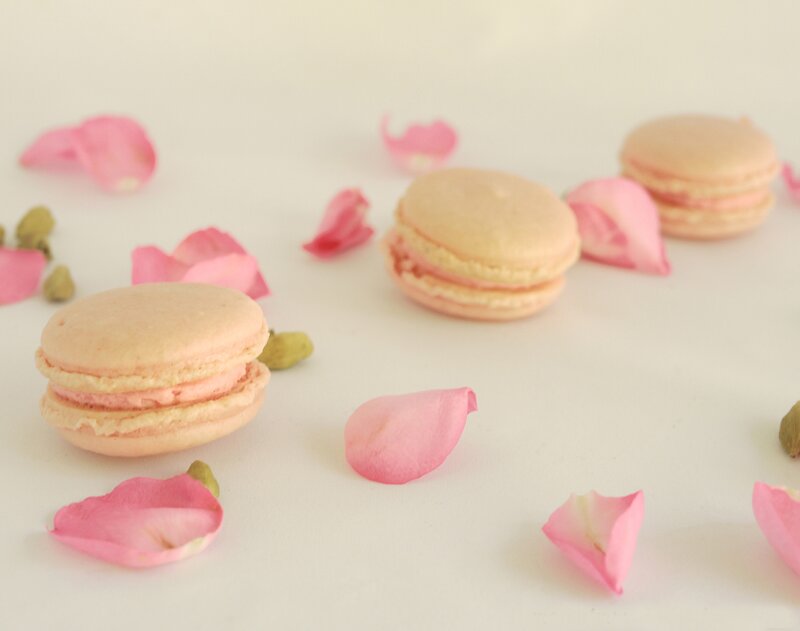 Macarons with Rose Petals
