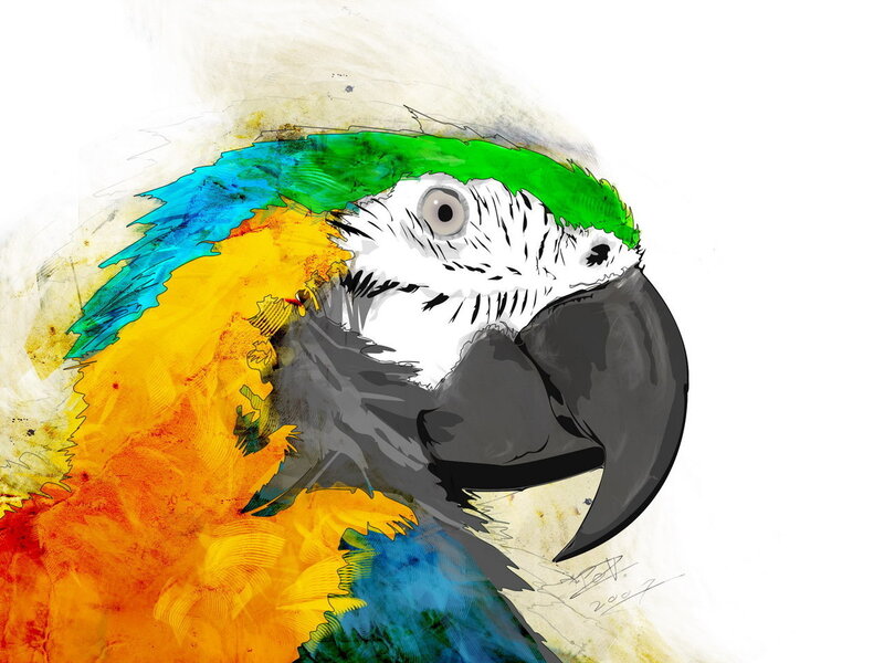 Macaw Parrot Head — Green, Vibrant