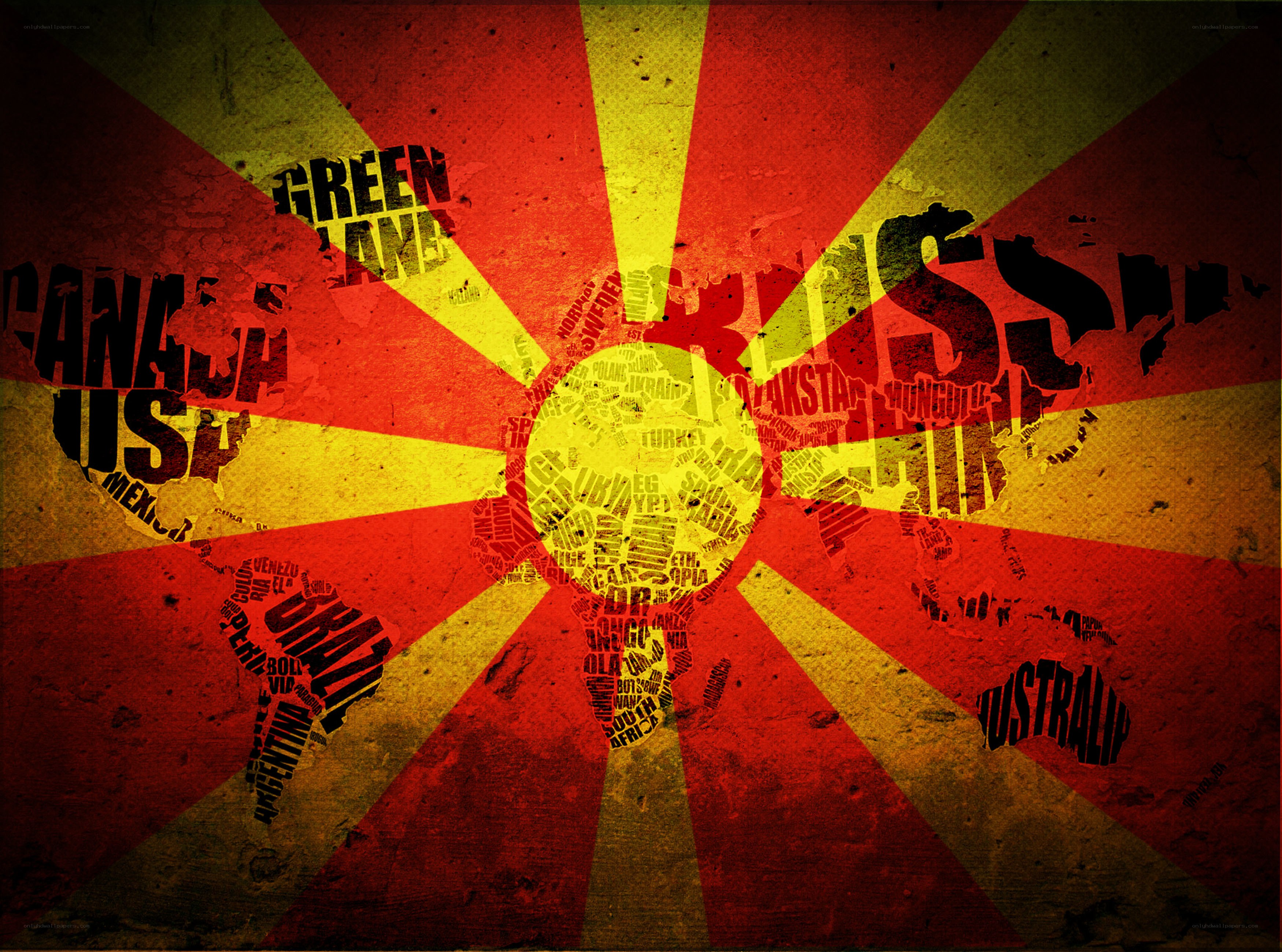 Macedonia flag with world map