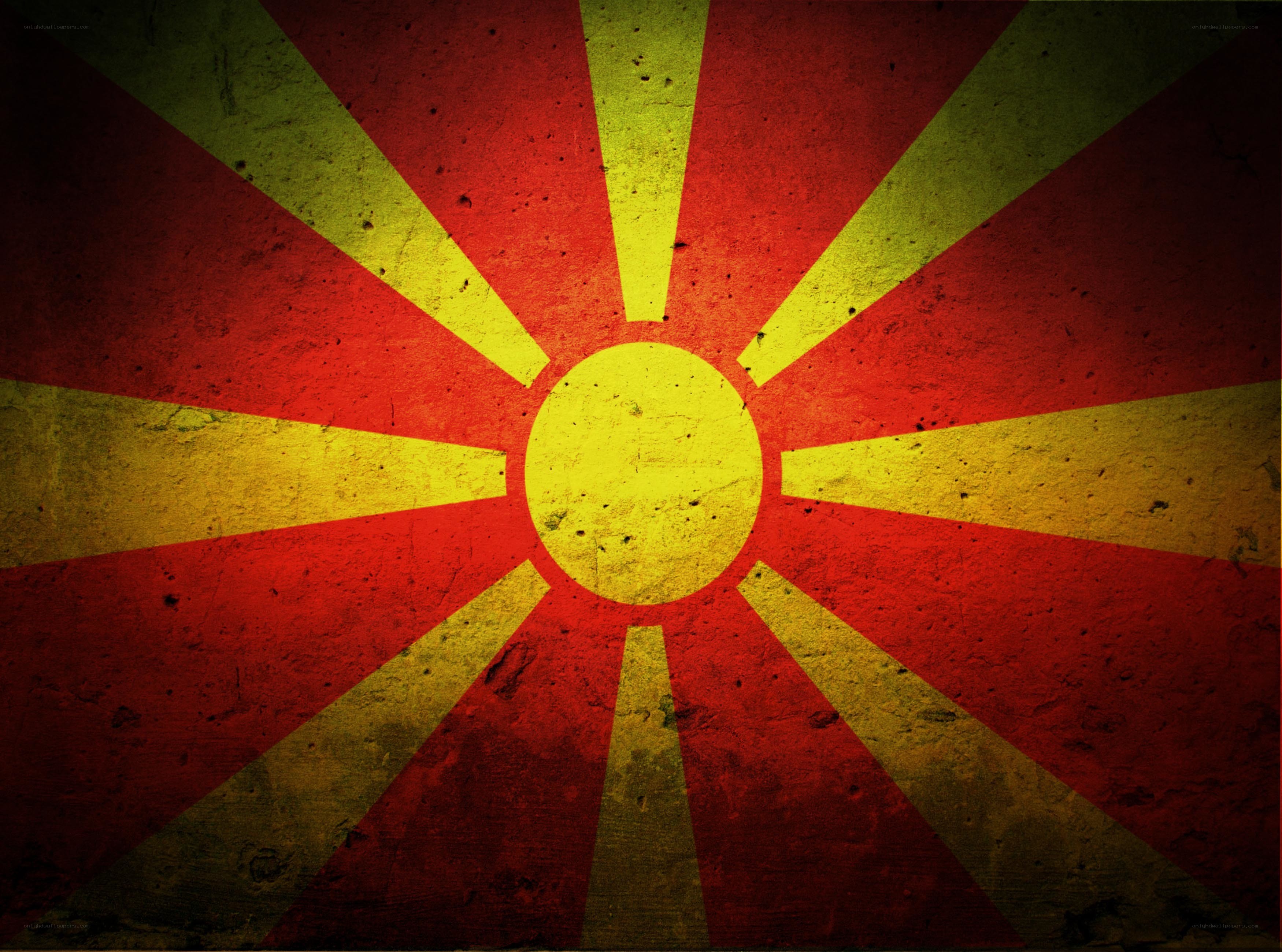 Macedonian flag on textured wall