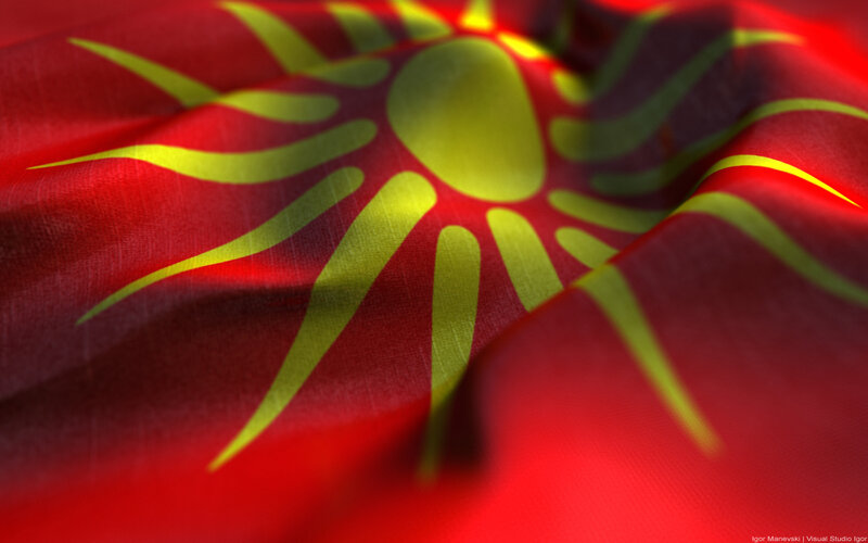 Macedonian flag waving