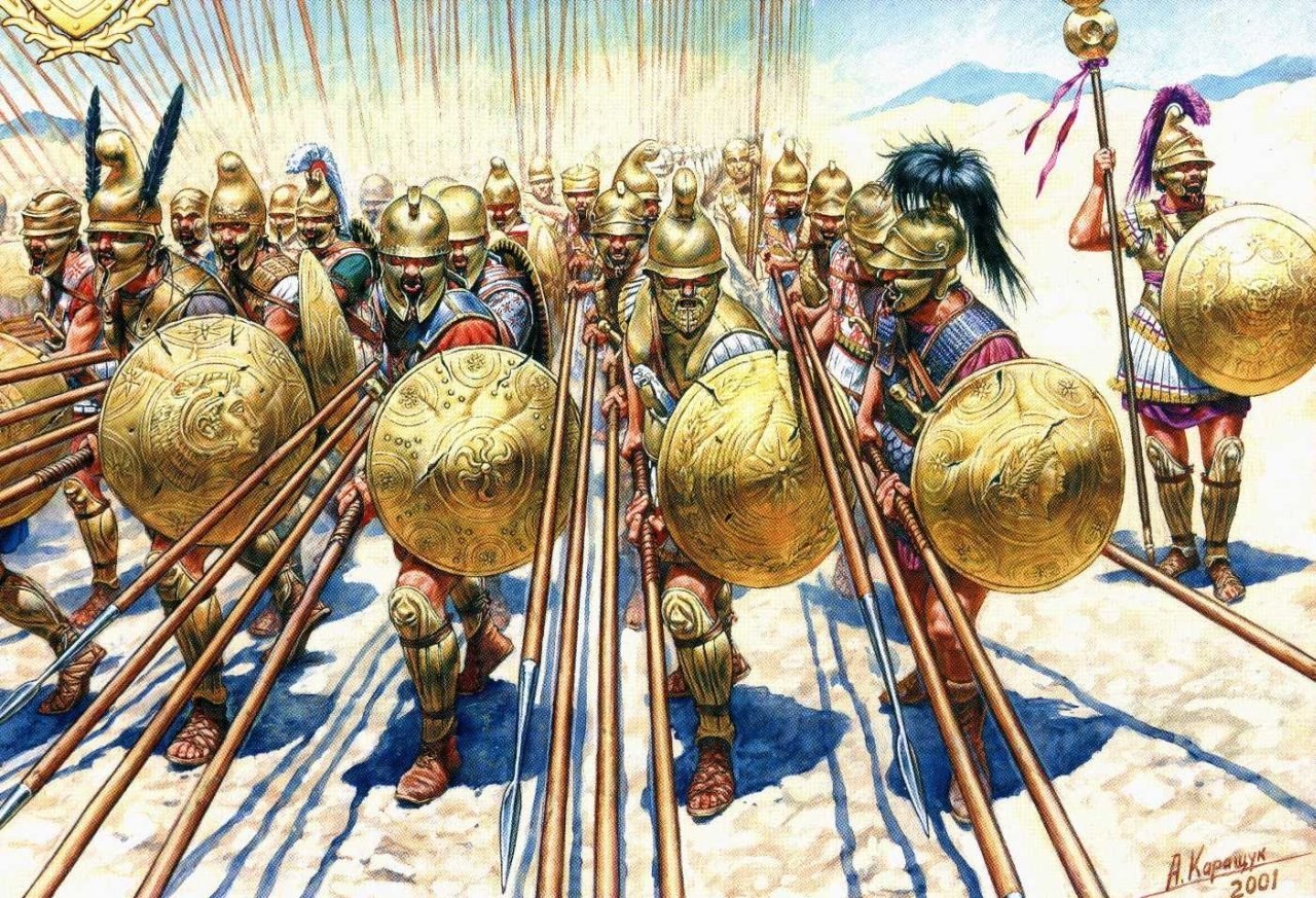 Macedonian phalanx in battle