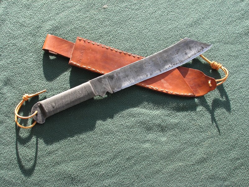 Machete with leather sheath
