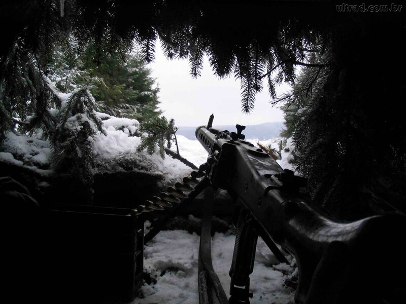Machine Gun in Snow — Black, Dramatic
