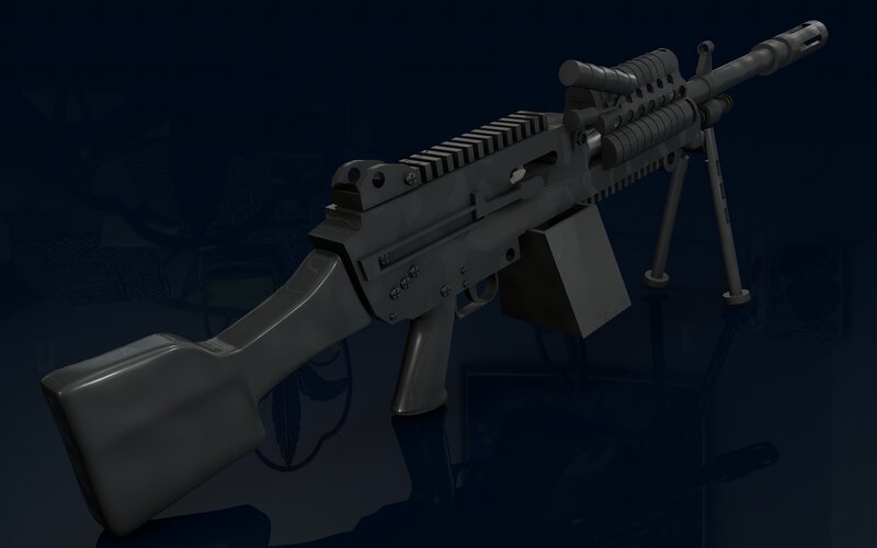 Machine Gun on Bipod — Gray