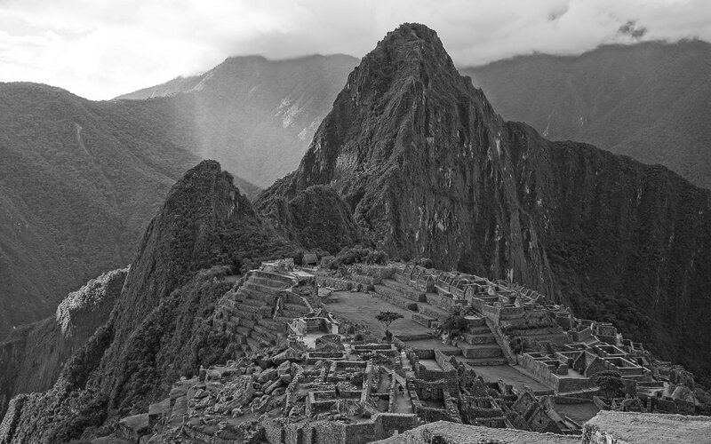 Machu Picchu Ruins — Black