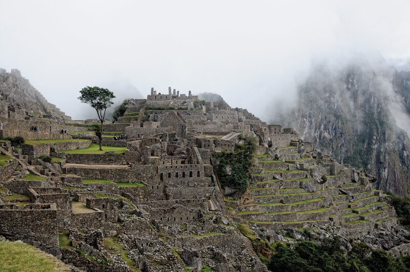 Machu Picchu Ruins — Gray