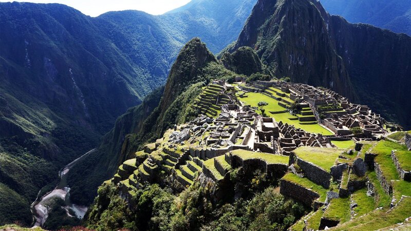 Machu Picchu Ruins — Green, Dramatic, Afternoon, Photograph, Mountains, River, Stone Structures