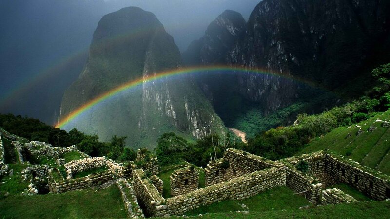 Machu Picchu with rainbow