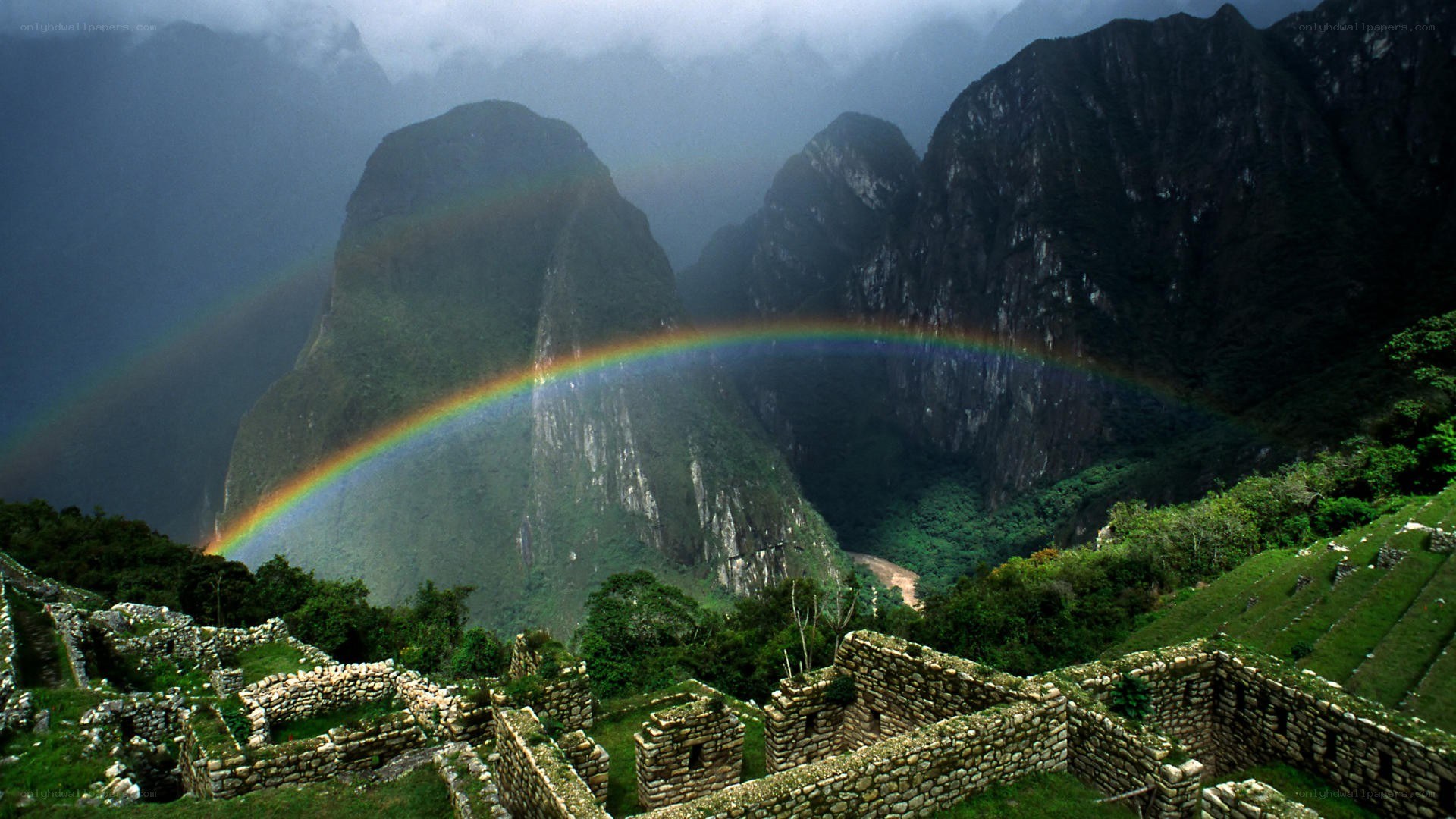 Machu Picchu with rainbow