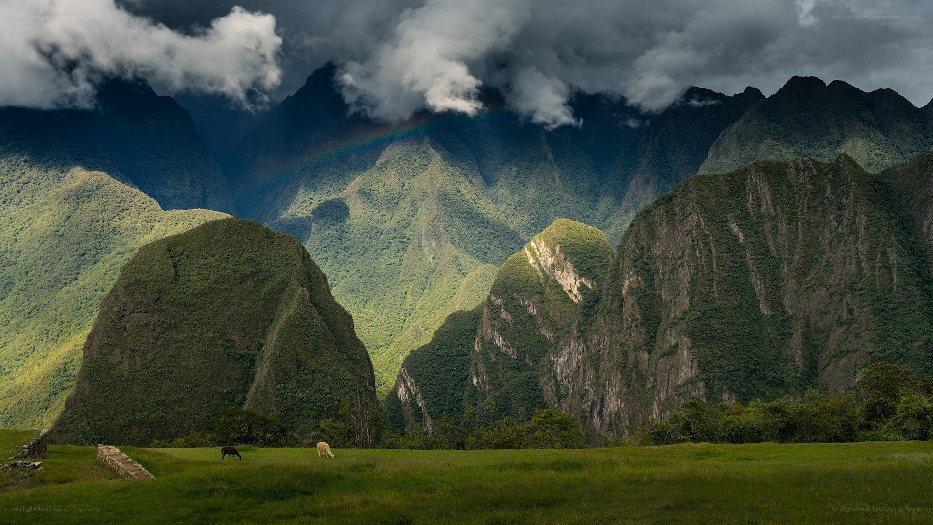 Machu Picchu with rainbow