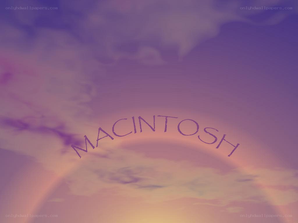 Macintosh logo on sky background