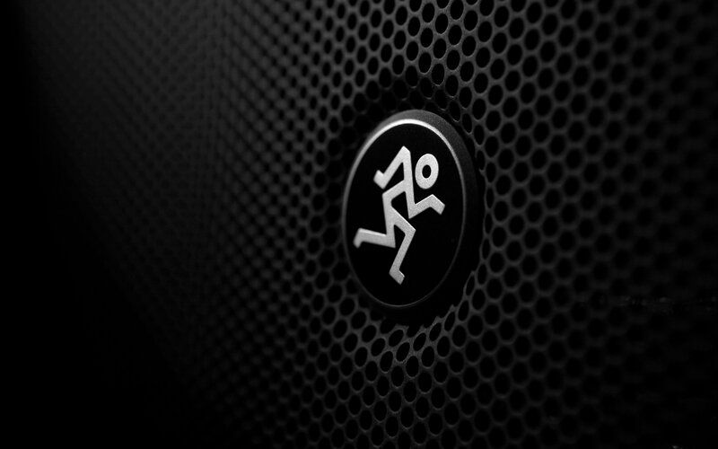 Mackie logo on speaker grille