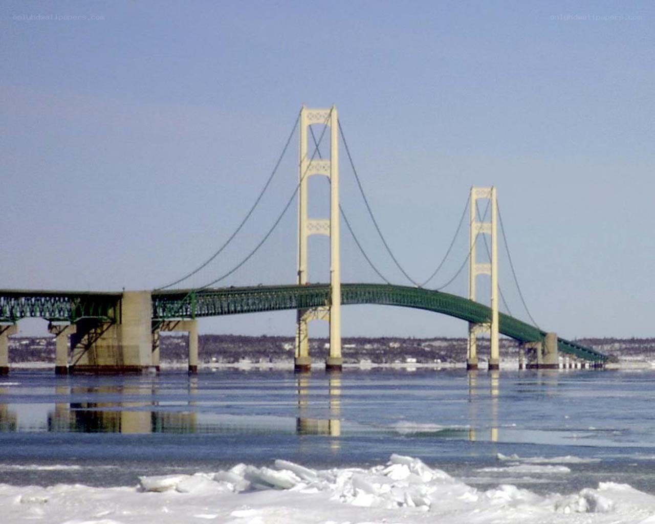 Mackinac Bridge in winter