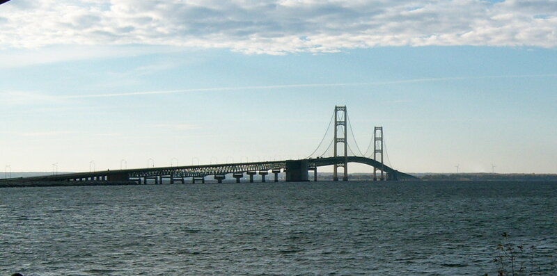 Mackinac Bridge spanning a strait