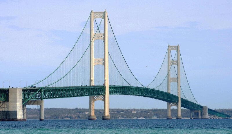 Mackinac Bridge spanning strait