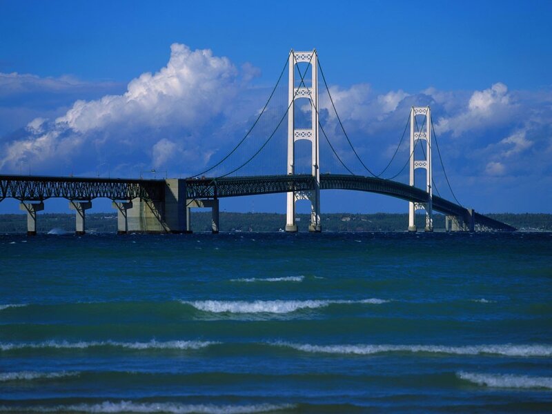 Mackinac Bridge spanning strait