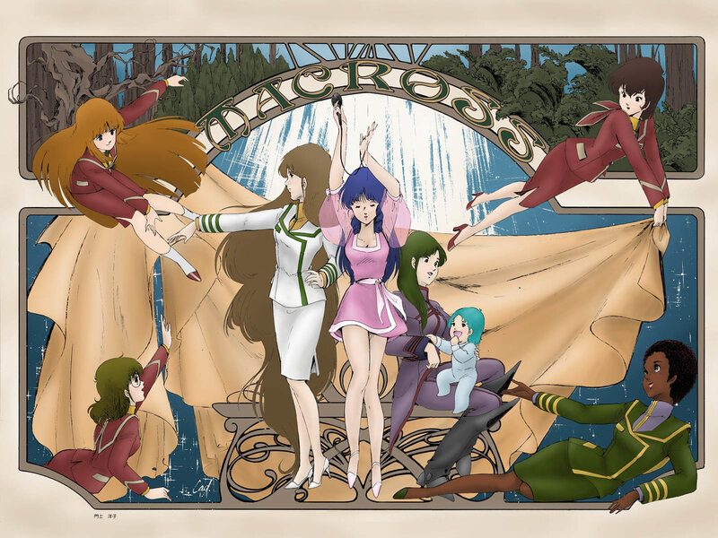 Macross characters in art style