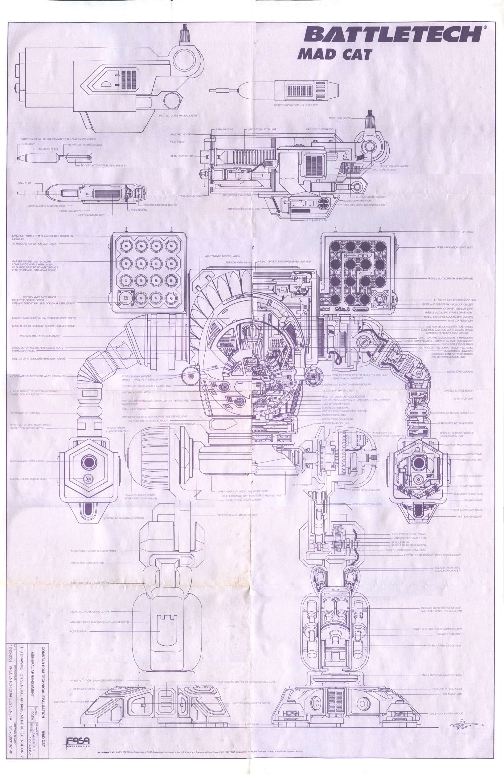 Mad Cat BattleTech schematic
