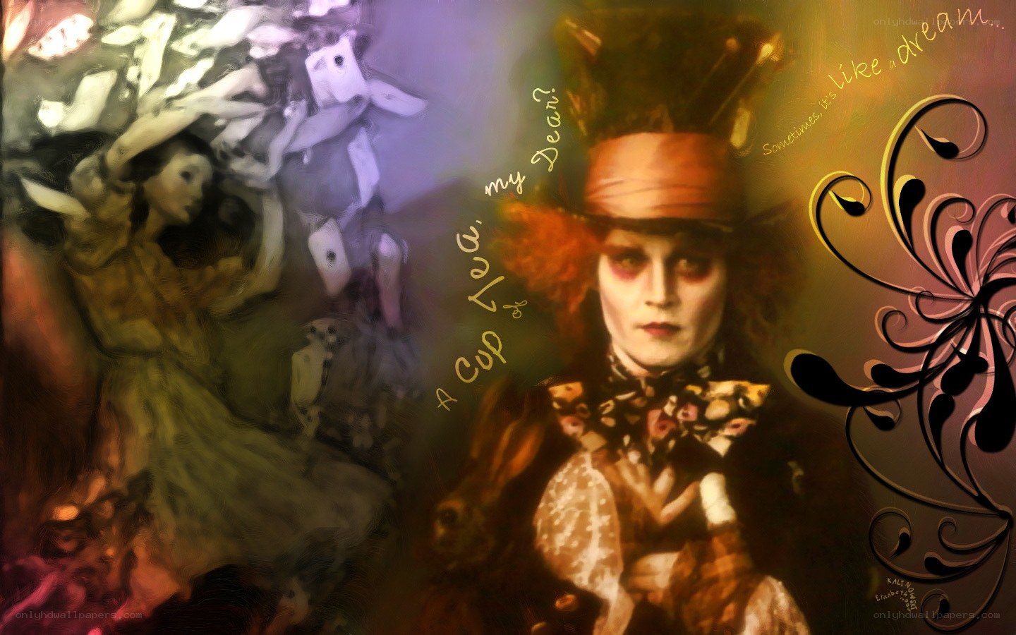 Mad Hatter and Alice collage