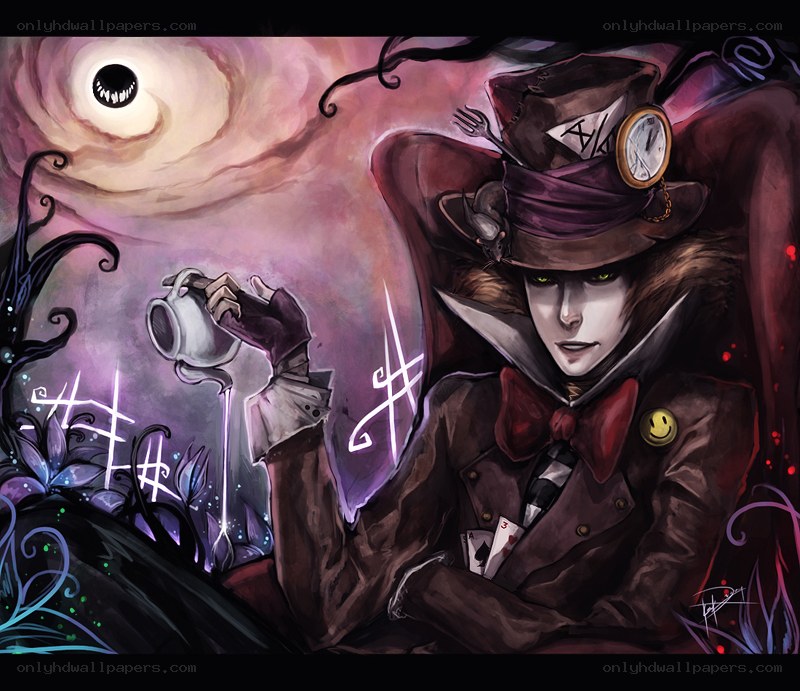 Mad Hatter in a surreal landscape