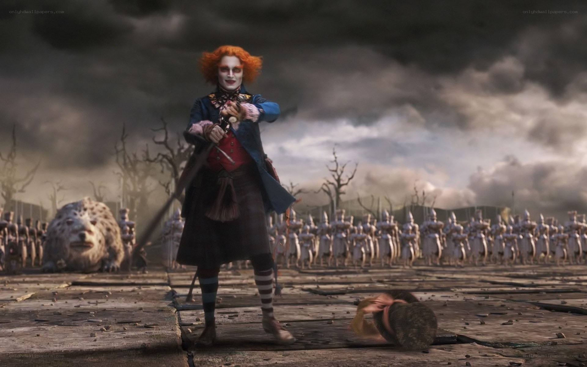Mad Hatter stands in battle