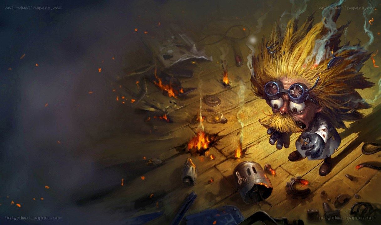 Mad scientist in a lab explosion