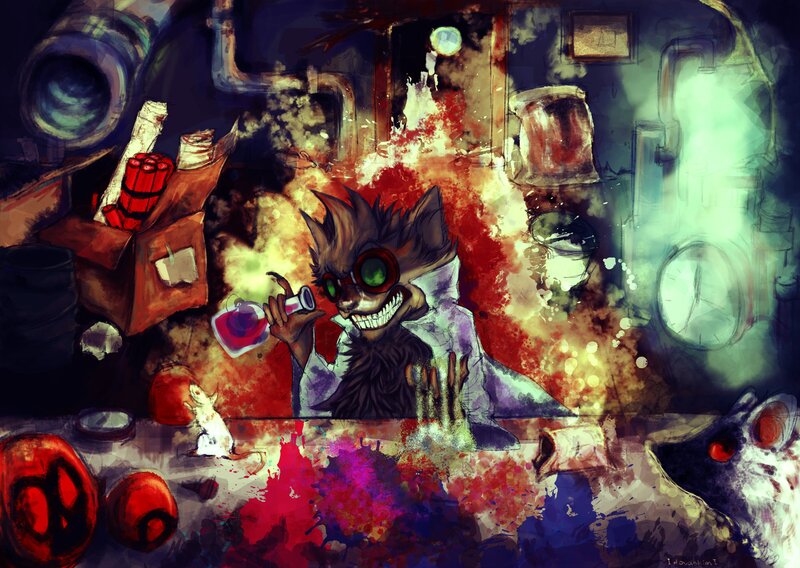 mad scientist in a lab