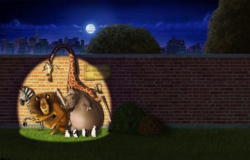 Madagascar characters at night