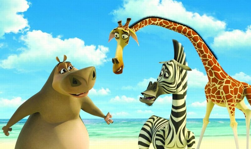 Madagascar characters on beach
