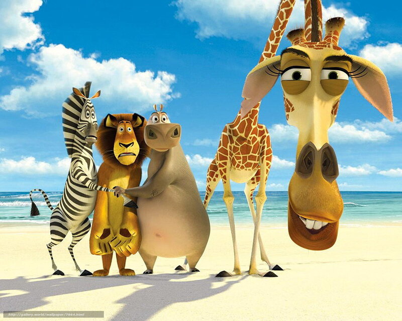 Madagascar characters on beach