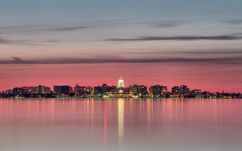 Madison skyline at dusk