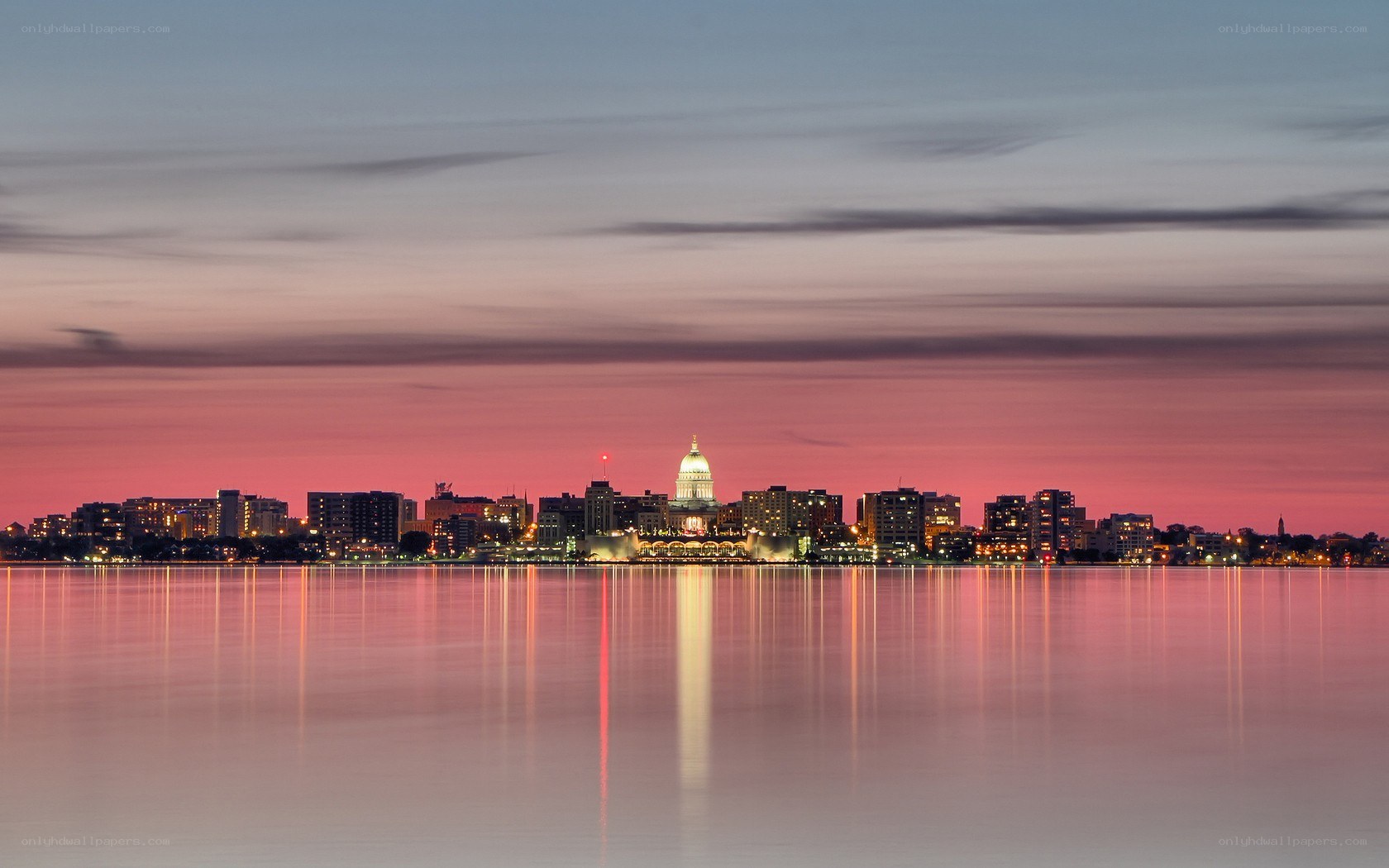 Madison skyline at dusk