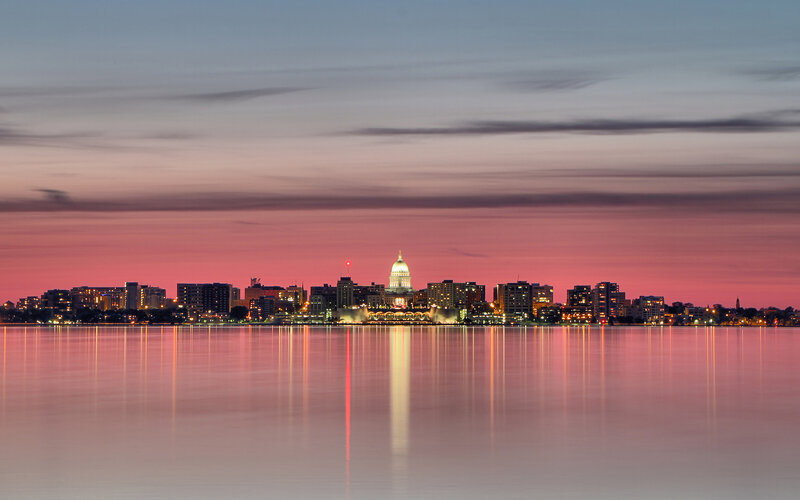 Madison Skyline at Dusk — Pink