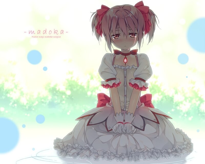 Madoka in a white dress