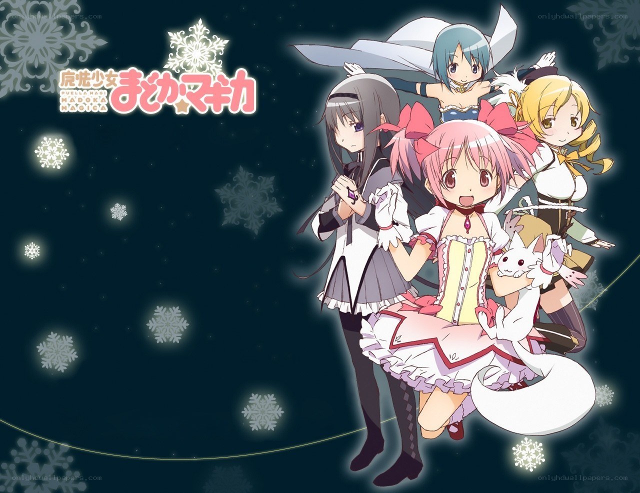 Madoka Magica characters in winter