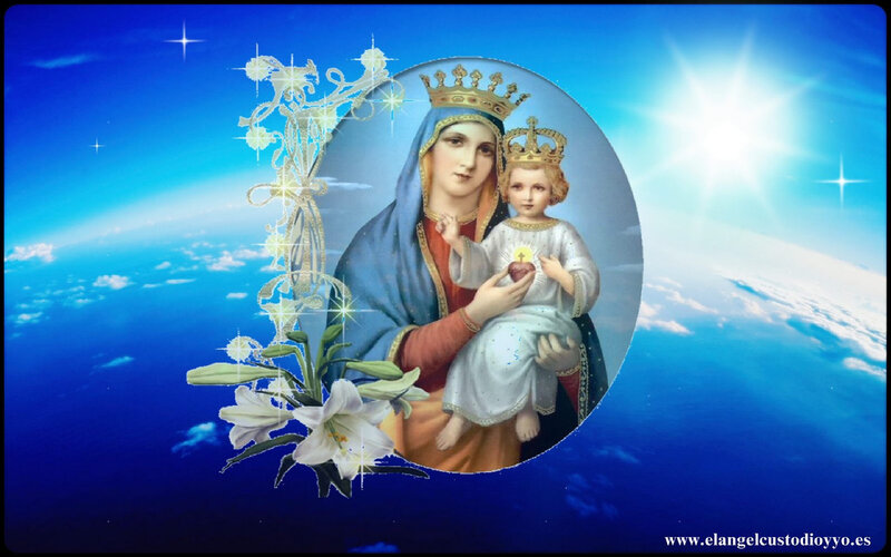 Madonna and Child — Blue, Serene, Illustration