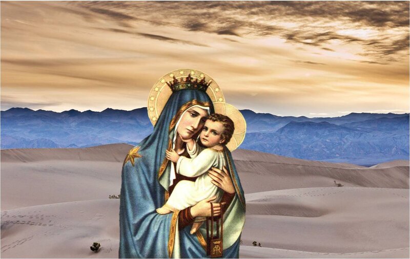 Madonna and Child — Blue, Serene, Sunset