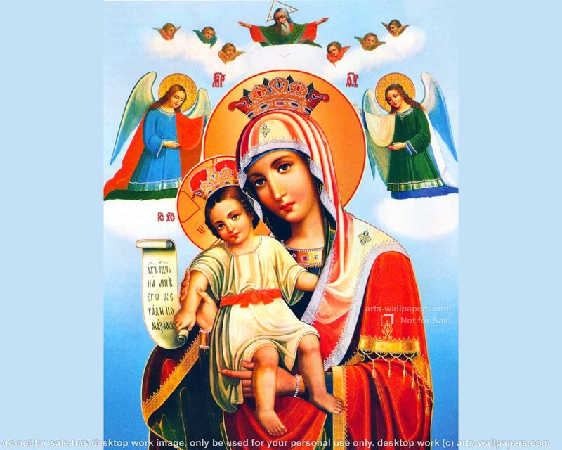 Madonna and Child with Angels — Blue, Serene