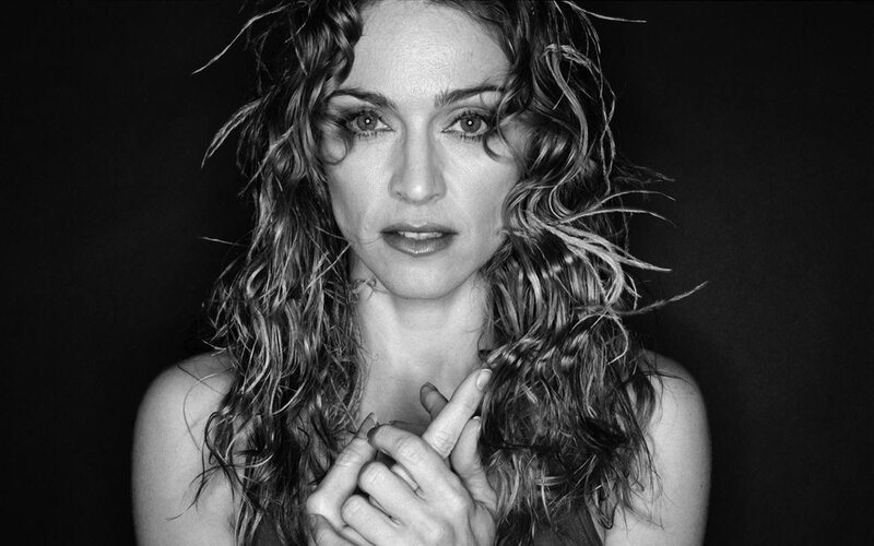 Madonna in black and white portrait